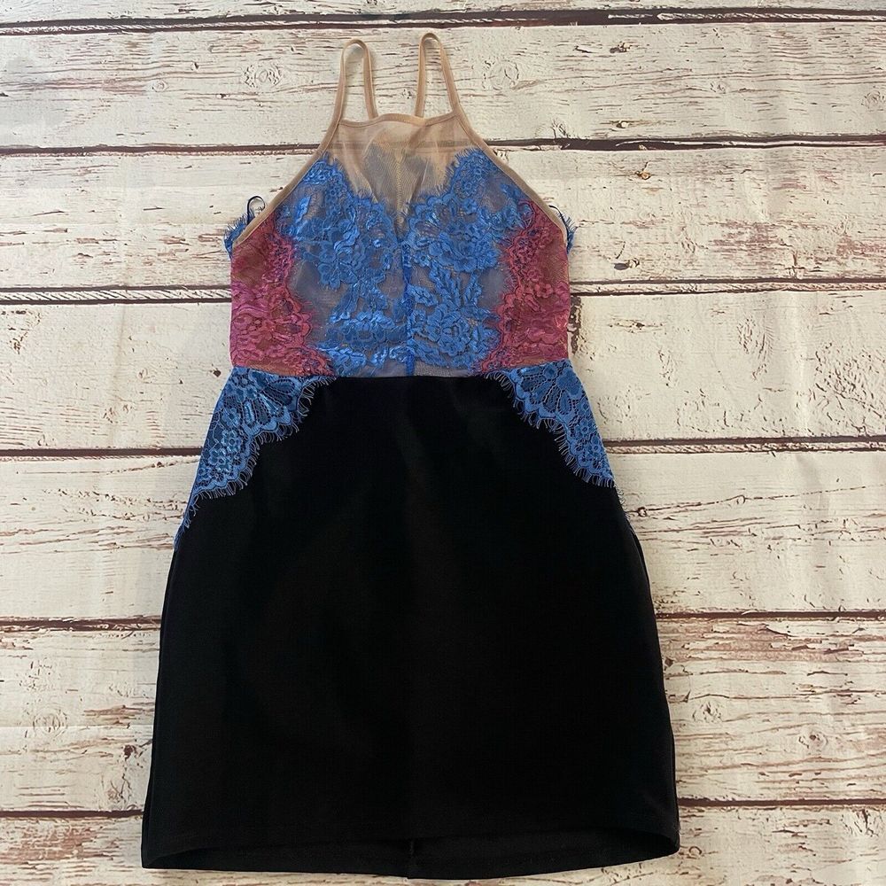 Topshop Petite Size‎ US 6 Lace Dress Women Black Blue